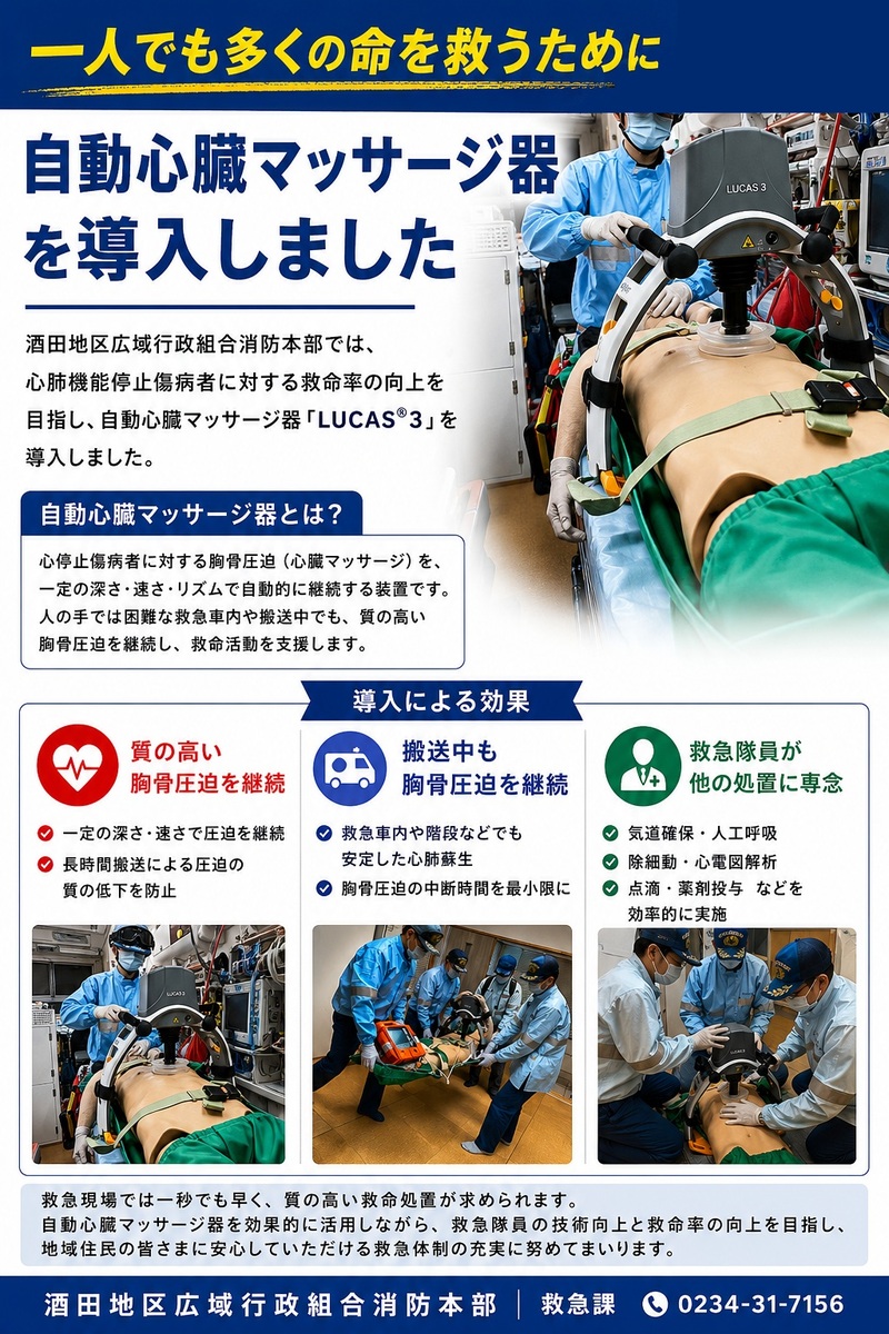 自動心臓マッサージ器導入チラシ