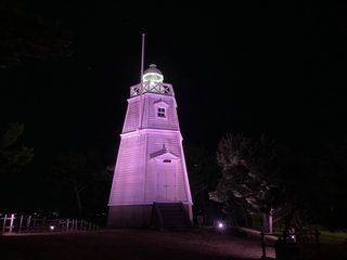 六角灯台ライトアップ（桜色）