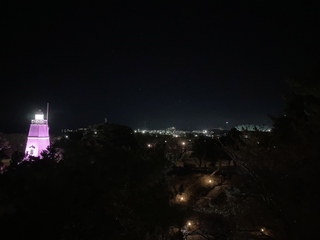 六角灯台ライトアップ（桜色）展望台