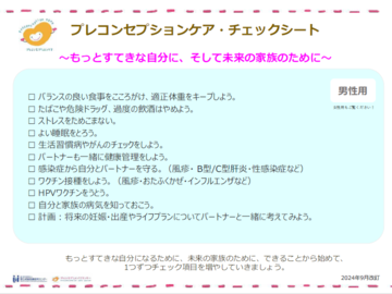 プレコンセプションケア・チェックシート(男性用)
