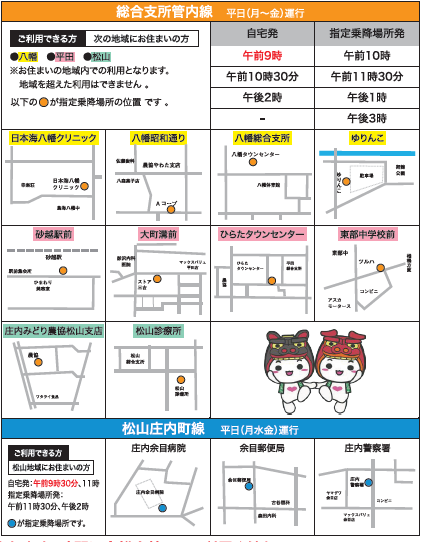 総合支所管内線、松山庄内町線の指定乗降場所