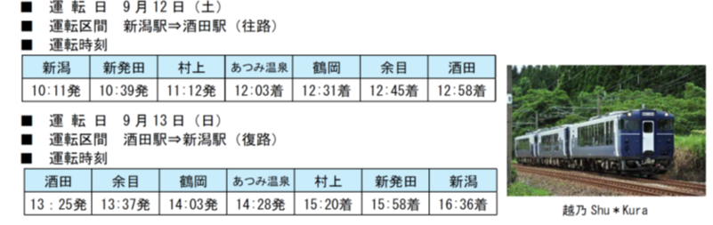 庄内のお酒を楽しむ列車を運転します