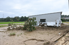 日向川が溢水した西荒瀬地区の写真