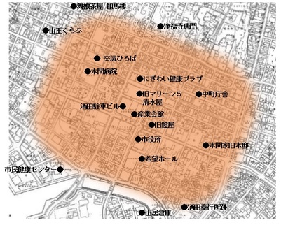 まちなかグランドデザインの対象区域図