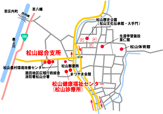 松山健康福祉センター　交通案内図の画像