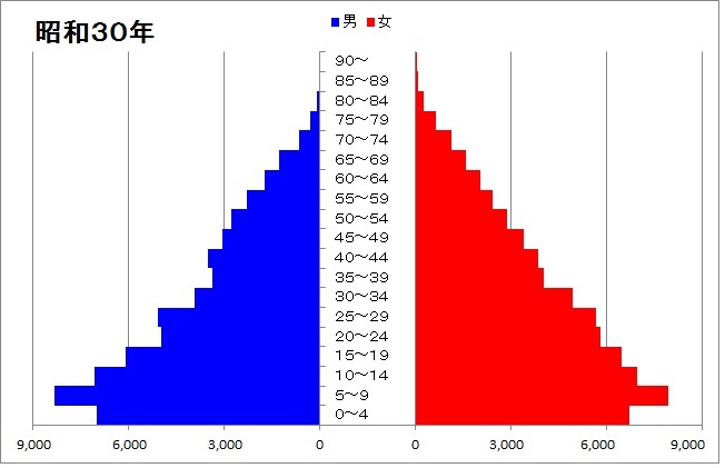 人口ピラミッド（昭和30年）のグラフ