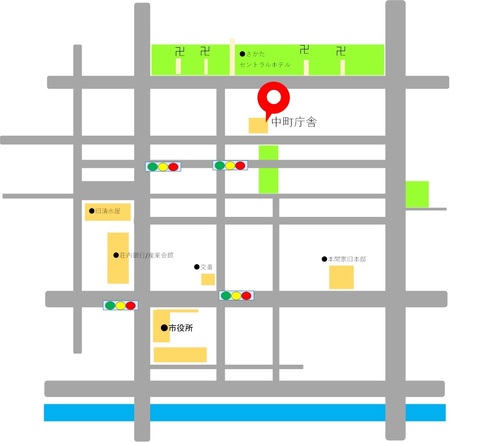 中町庁舎の地図です。