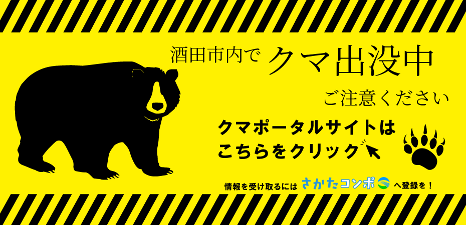 酒田市内でクマ出没中。クマポータルサイトはこちら