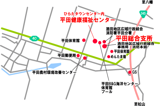 平田健康福祉センター所在地の画像